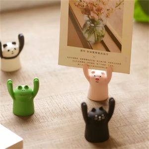 Cartoon Panda Black Cat Memo Clip Card Holder Photo Stand Decoration Organizer